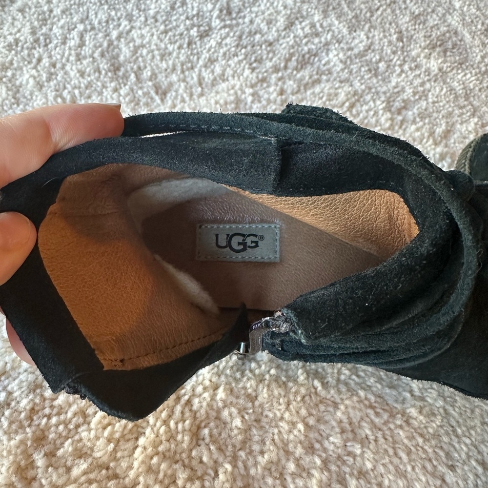 UGG Black Suede Lace-Up Boots - Picture 6 of 7
